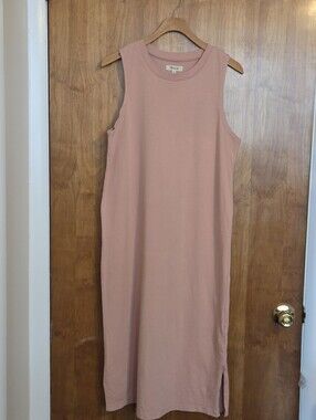 Madewell Sleeveless Midi Tank Dress in Dusty Rose Pink